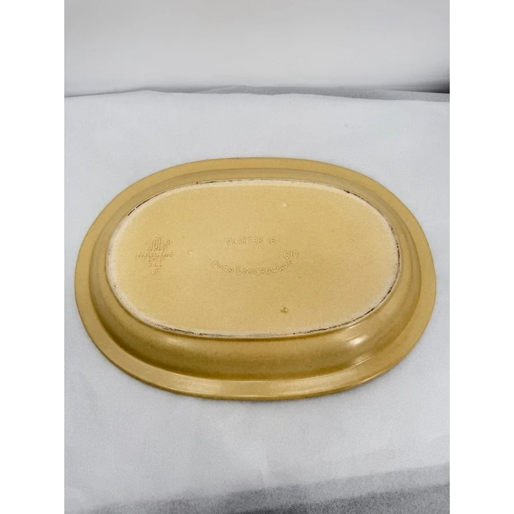Pfaltzgraff Village Serving Platter Oval Floral Tan Brown Vintage Plate 16